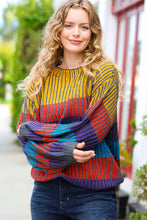 Load image into Gallery viewer, Take All of Me Stripe Oversized Sweater in Mustard &amp; Cerulean
