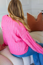 Load image into Gallery viewer, True Love Pink Lace Trim Oversized Knit Sweater
