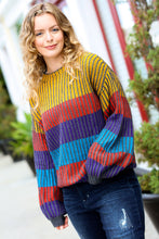 Load image into Gallery viewer, Take All of Me Stripe Oversized Sweater in Mustard &amp; Cerulean
