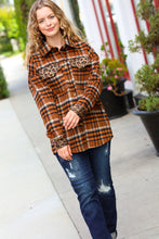 Load image into Gallery viewer, Feeling Bold Rust Plaid &amp; Animal Print Button Down Jacket
