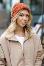 Load image into Gallery viewer, Knit Velvet Chenille Fold Over Beanie in Rust
