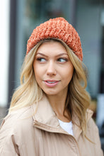 Load image into Gallery viewer, Knit Velvet Chenille Fold Over Beanie in Rust
