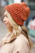 Load image into Gallery viewer, Knit Velvet Chenille Fold Over Beanie in Rust
