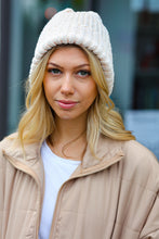 Load image into Gallery viewer, Knit Velvet Chenille Fold Over Beanie in Cream
