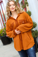 Load image into Gallery viewer, Rust Waffle Button Down Oversized Shacket
