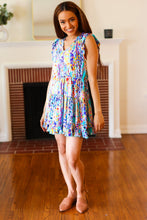 Load image into Gallery viewer, Just for Fun Aqua Floral V Neck Ruffle Sleeve &amp; Hem Dress
