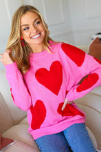 Load image into Gallery viewer, Cupid&#39;s Arrow Pink &amp; Red Heart Jacquard Sweater
