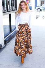 Load image into Gallery viewer, Casual Living Floral Tiered Smocked Waist Midi Skirt in Black
