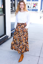 Load image into Gallery viewer, Casual Living Floral Tiered Smocked Waist Midi Skirt in Black
