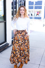 Load image into Gallery viewer, Casual Living Floral Tiered Smocked Waist Midi Skirt in Black
