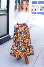 Load image into Gallery viewer, Casual Living Floral Tiered Smocked Waist Midi Skirt in Black
