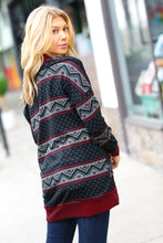 Load image into Gallery viewer, Classic Burgundy Holiday Print Button Cardigan
