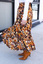 Load image into Gallery viewer, Casual Living Floral Tiered Smocked Waist Midi Skirt in Black
