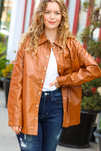 Load image into Gallery viewer, Open Your Heart Rust Vegan Leather Snap Button Shacket
