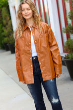 Load image into Gallery viewer, Open Your Heart Rust Vegan Leather Snap Button Shacket
