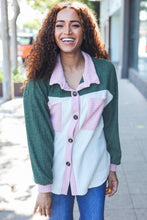 Load image into Gallery viewer, Pretty In Pink &amp; Olive Color Block Button Down Ribbed Shacket
