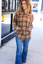 Load image into Gallery viewer, Boldly You Taupe &amp; Rust Flannel Plaid Fringe Jacket
