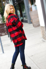 Load image into Gallery viewer, Snowy Peaks Holiday Red Flannel Plaid Button Down Shacket
