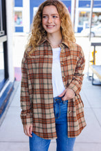 Load image into Gallery viewer, Boldly You Taupe &amp; Rust Flannel Plaid Fringe Jacket
