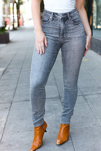 Judy Blue Grey Mid Rise Tummy Control Skinny Jeans