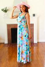 Load image into Gallery viewer, Feeling Elegant Seafoam Floral Print Ruffle Maxi Dress
