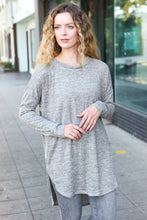 Load image into Gallery viewer, Casual Living Grey Two-Tone Tunic Side Slit Pullover
