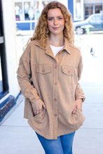 Load image into Gallery viewer, Weekend Ready Camel Terry Oversized Shirt Shacket
