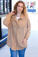 Load image into Gallery viewer, Weekend Ready Camel Terry Oversized Shirt Shacket
