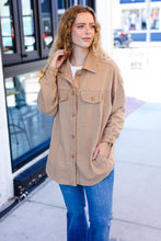 Load image into Gallery viewer, Weekend Ready Camel Terry Oversized Shirt Shacket
