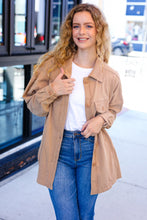 Load image into Gallery viewer, Weekend Ready Camel Terry Oversized Shirt Shacket
