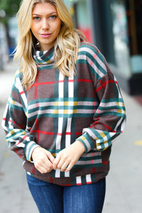 Embrace The Joy Multicolor Plaid Turtleneck Sweater Top