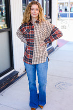 Load image into Gallery viewer, Rust &amp; Taupe Plaid Color Block Shacket
