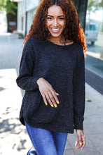 Load image into Gallery viewer, Beautiful You Charcoal Ribbed Brushed Hacci Sweater
