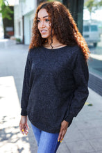 Load image into Gallery viewer, Beautiful You Charcoal Ribbed Brushed Hacci Sweater
