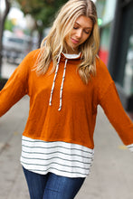 Load image into Gallery viewer, Everyday Rust Stripe Hacci Knit Turtleneck Top
