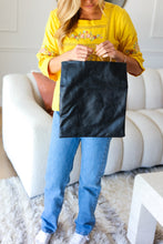 Load image into Gallery viewer, Ballerina Fold Over Gold O-Ring Faux Leather Clutch in Black
