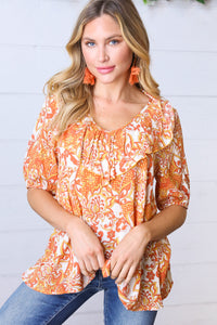 Unstoppable Force Floral Print Ruffle Trim Top