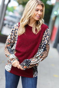 Feeling Bold Two Tone Floral & Animal Print Top