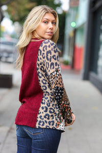 Feeling Bold Two Tone Floral & Animal Print Top