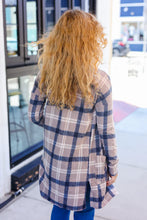 Load image into Gallery viewer, Casual Living Taupe &amp; Charcoal Plaid Hacci Open Cardigan
