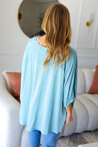 Call On Me Dolman Modal Knit Top in Aqua