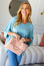 Load image into Gallery viewer, Ballerina Fold Over Gold O-Ring Faux Leather Clutch in Pink
