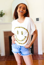 Load image into Gallery viewer, Live For Today Floral Smiley Face Flutter Sleeve Tee in White

