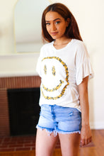 Load image into Gallery viewer, Live For Today Floral Smiley Face Flutter Sleeve Tee in White
