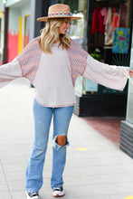 Load image into Gallery viewer, Set Into Motion Chevron Raglan Lace-Up Bell Sleeve Top
