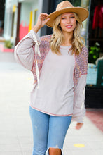 Load image into Gallery viewer, Set Into Motion Chevron Raglan Lace-Up Bell Sleeve Top
