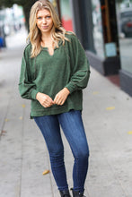 Load image into Gallery viewer, The Slouchy Two Tone Knit Notched Raglan Top in Olive

