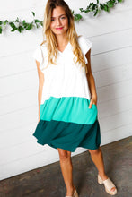 Load image into Gallery viewer, Sending My Love Color Block Midi Dress in Seafoam &amp; Emerald
