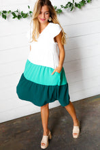 Load image into Gallery viewer, Sending My Love Color Block Midi Dress in Seafoam &amp; Emerald
