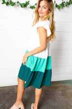 Load image into Gallery viewer, Sending My Love Color Block Midi Dress in Seafoam &amp; Emerald
